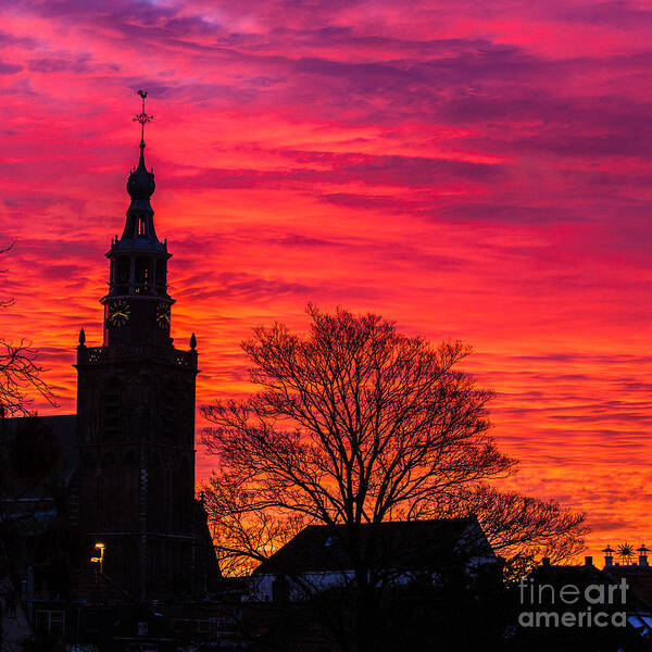 Gouda Poster featuring the photograph Sunset in Gouda-1 by Casper Cammeraat