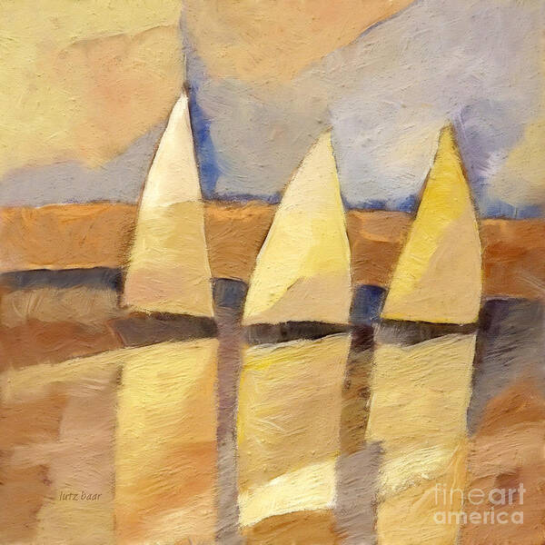 Sailboats Poster featuring the painting Sunset Sailing by Lutz Baar