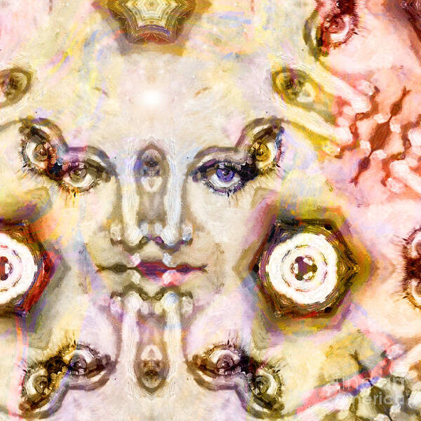 Designs Poster featuring the mixed media Face Fantasy 1 by Ginette Callaway