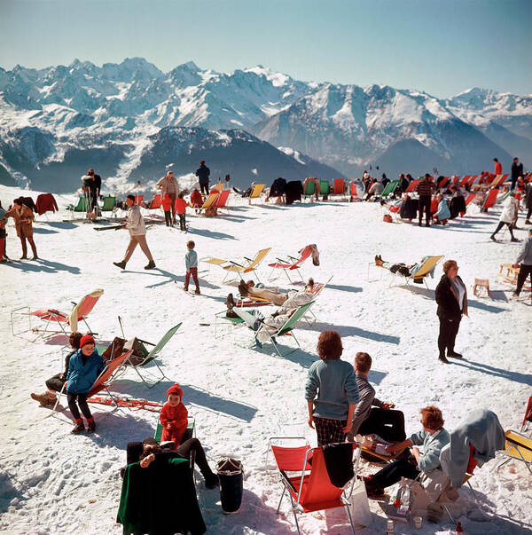 People Poster featuring the photograph Verbier Vacation by Slim Aarons