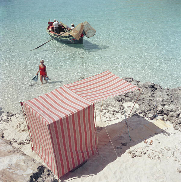 People Poster featuring the photograph Marietine Birnie, Blue Lagoon by Slim Aarons