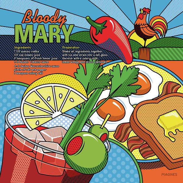 Pop Art Poster featuring the digital art Bloody Mary with Recipe by Ron Magnes