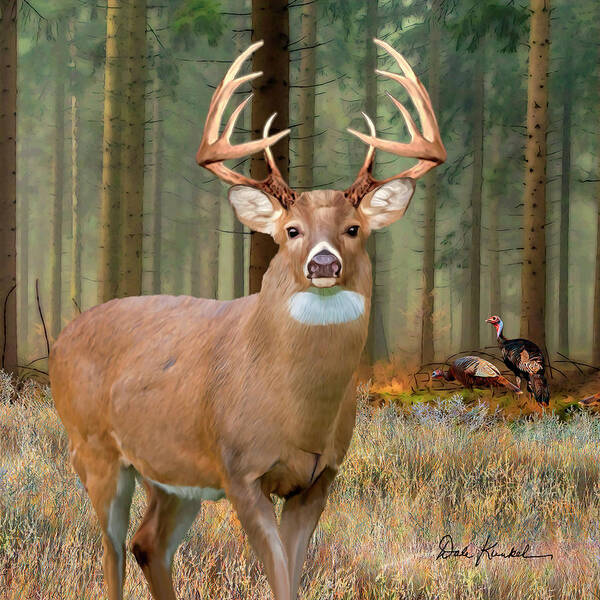 Whitetail Deer Poster featuring the painting Whitetail Deer Art Squares - The Legend by Dale Kunkel Art