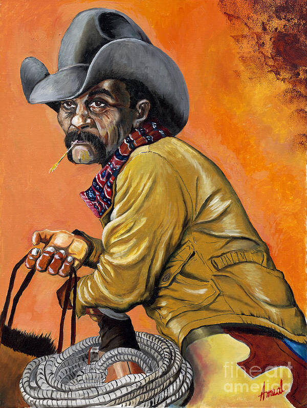 Black Cowboy Poster featuring the painting Jake by George Ameal Wilson