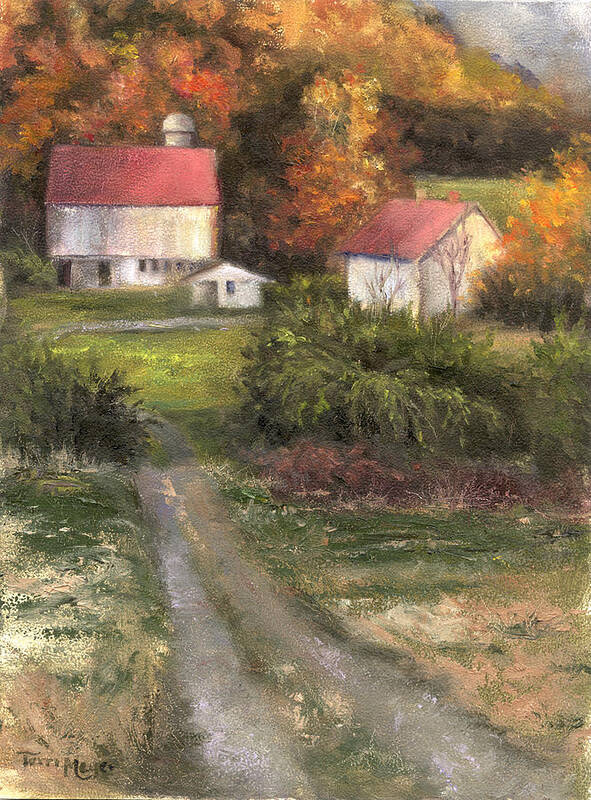 Farm Landscape Poster featuring the painting Road to Tranquility by Terri Meyer