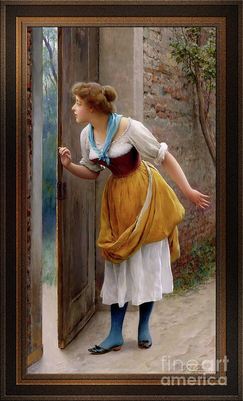 The Eavesdropper Poster featuring the painting The Eavesdropper by Eugen von Blaas Remastered Xzendor7 Classical Fine Art Reproductions by Xzendor7