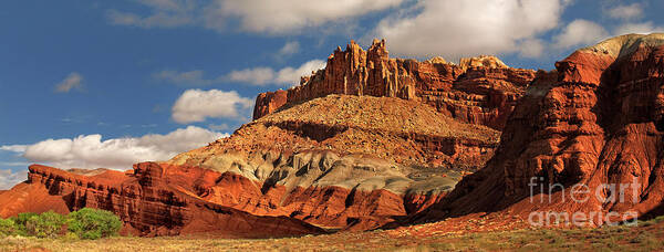 Dave Welling Poster featuring the photograph Panoramic The Castle Formation Capitol Reef National Park by Dave Welling