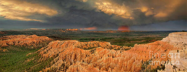Dave Welling Poster featuring the photograph Panoramic Thunderstorm Bryce Canyon National Park Utah by Dave Welling