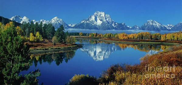Dave Welling Poster featuring the photograph Panorama Oxbow Bend Grand Tetons National Park Wyoming by Dave Welling