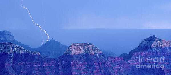 Dave Welling Poster featuring the photograph Panorama Lightning Strike North Rim Grand Canyon Np Ar by Dave Welling