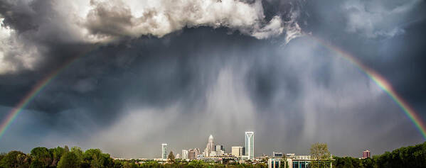 Rainbow Poster featuring the photograph Rainbow over Charlotte by Chris Austin