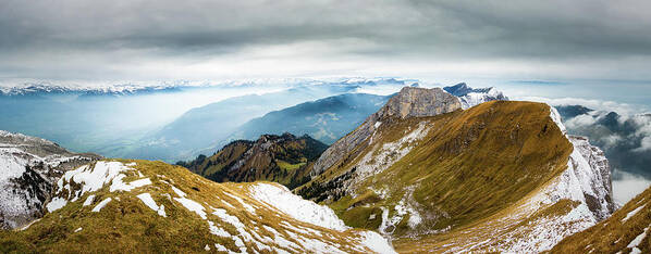 Panorama Poster featuring the photograph Mountain Landscape. Tomlishorn Trail, Mount Pilatus, Switzerland #1 by Rick Deacon