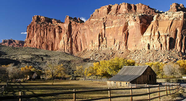 Barn Poster featuring the photograph Barn at Capital Reef by Geraldine Alexander