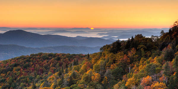 North Carolina Poster featuring the photograph Pisgah Sunrise - Blue Ridge Parkway by Dan Carmichael