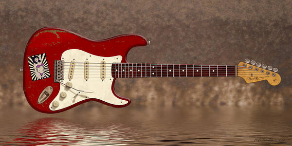 Fender Stratocaster Poster featuring the digital art Red Strat 3 by WB Johnston