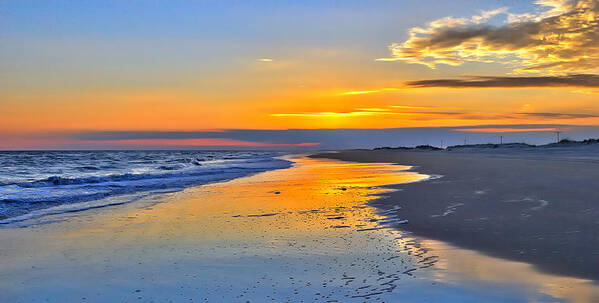 Outer Banks Poster featuring the painting Smooth Sunset on Ocracoke Outer Banks by Dan Carmichael