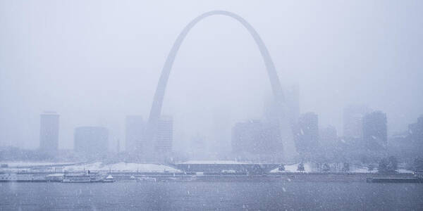 St Louis Poster featuring the photograph Snowing at the Riverfront by Garry McMichael