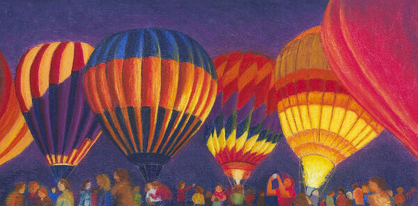Hot Air Balloons Poster featuring the painting St Louis balloon Glow by Garry McMichael