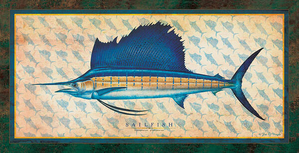 Jon Q Wright Poster featuring the painting Sailfish by JQ Licensing