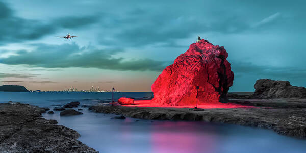 Watching Poster featuring the photograph Red Rock by Michael Lees