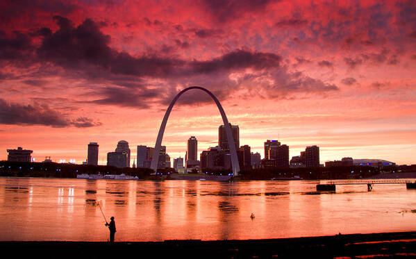 St. Louis Poster featuring the photograph Fishing the Mississippi in St Louis by Garry McMichael