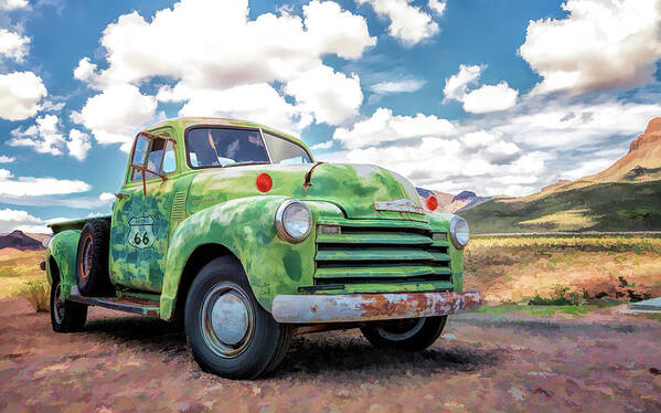 Route 66 Poster featuring the painting Route 66 Chevy Truck by Christopher Arndt