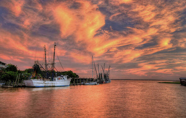 Shem Creek Poster featuring the photograph Shem Creek Sunset by Douglas Berry