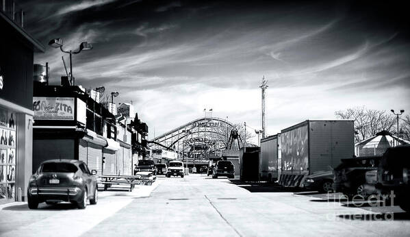 Empty Cyclone Poster featuring the photograph Empty Cyclone at Coney Island by John Rizzuto