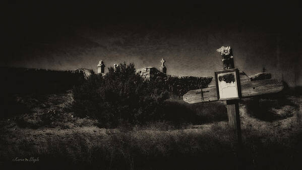 Black And White Photography Poster featuring the photograph Las Cruces de Galisteo New Mexico by Karen Slagle