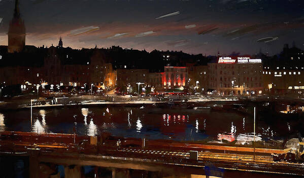 Art Poster featuring the photograph Stockholm At Night... by Aleksandrs Drozdovs