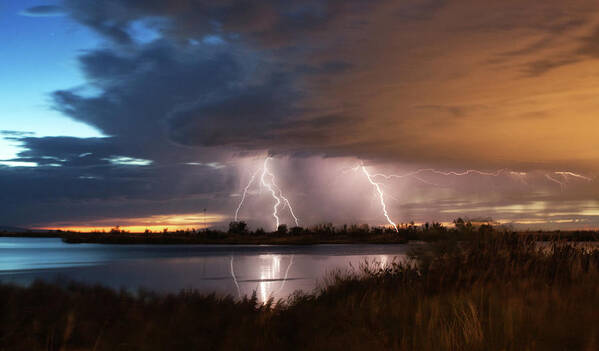 Lightning Poster featuring the photograph Evening storms by Doug Sims