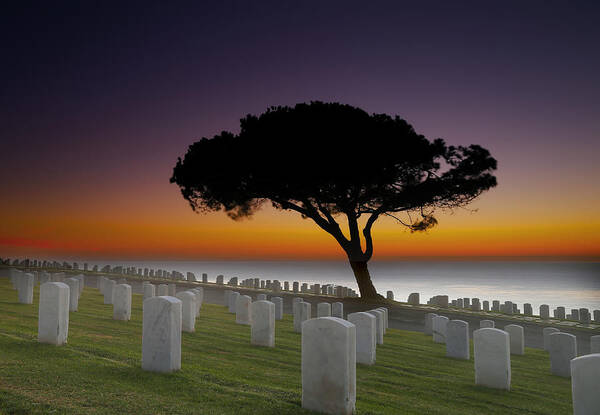 Sunset Poster featuring the photograph Cabrillo National Monument Cemetery by Larry Marshall