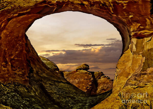 Arches Poster featuring the painting Sunset at Arches National Park by Bob and Nadine Johnston