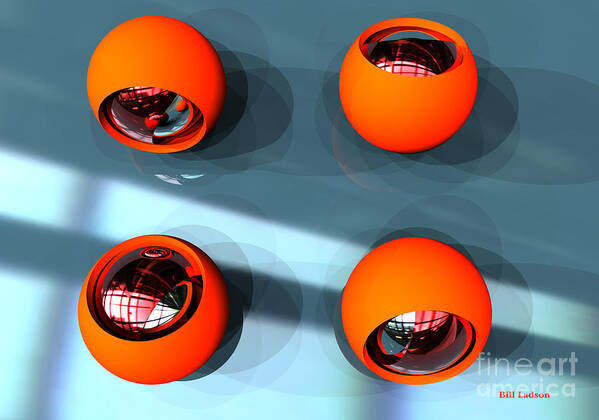 Digital Poster featuring the digital art Orange Orbs HDRI by William Ladson