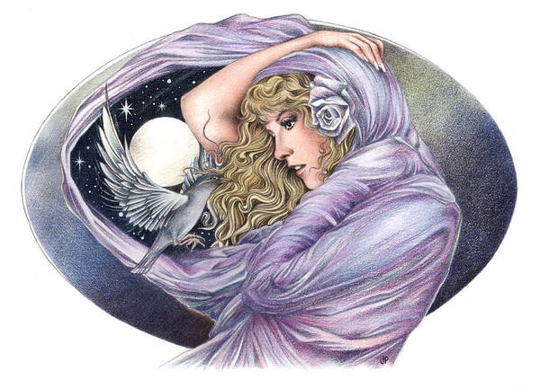 Stevie Nicks Poster featuring the drawing And the Wind Became Crazy by Johanna Pieterman