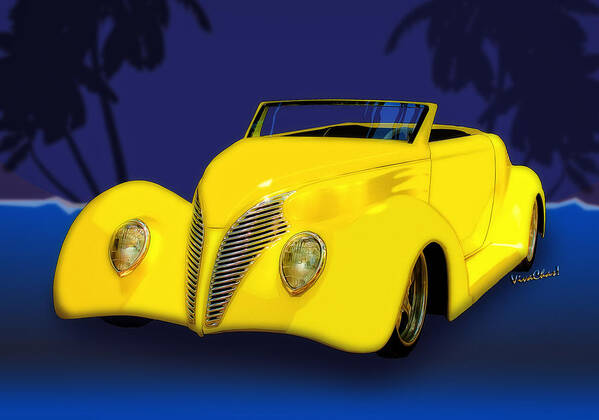 Ford Poster featuring the photograph Ford Roadster 1937 in the Palms by Chas Sinklier
