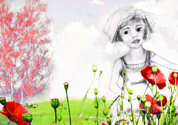 Poppies Poster featuring the digital art Leora in her Garden by Ginette Callaway