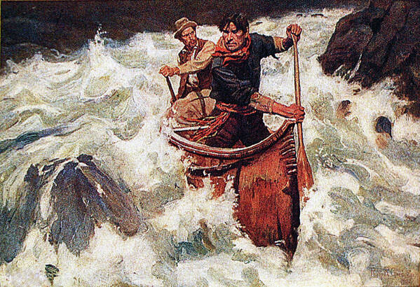 Outdoor Poster featuring the painting Shooting The Rapids by Philip R Goodwin