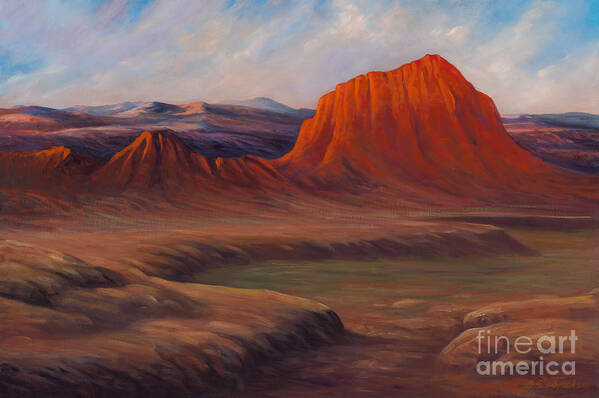 Southwest Poster featuring the painting Signal Mountain by Birgit Seeger-Brooks