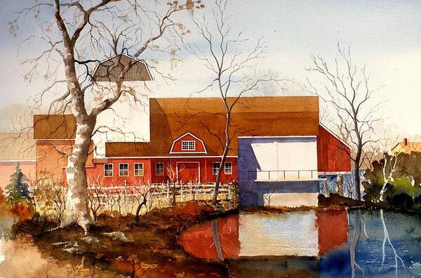 Watercolor Poster featuring the painting Bucks County Playhouse by William Renzulli