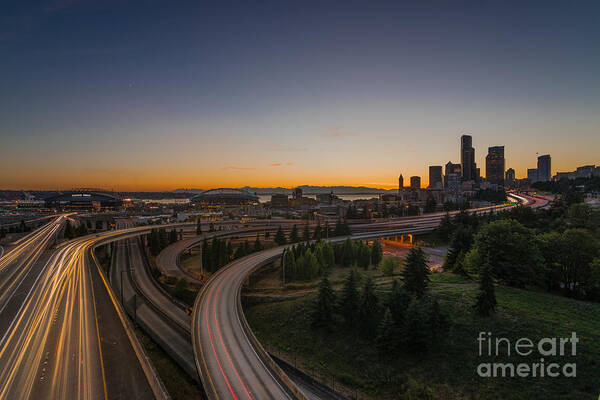 Seattle Poster featuring the photograph City Flow by Gene Garnace