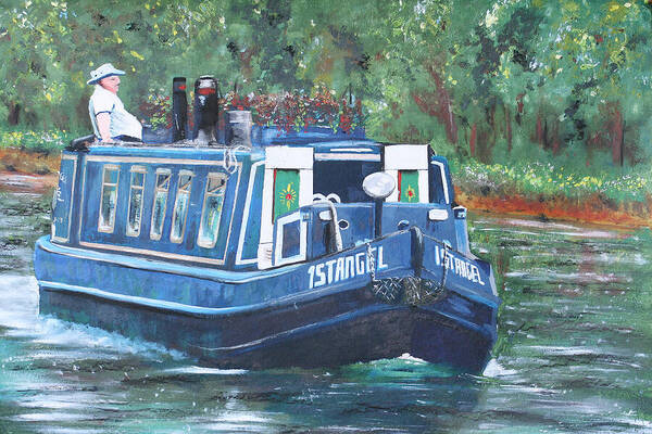 Narrowboat Poster featuring the painting Living on the River by Abbie Shores
