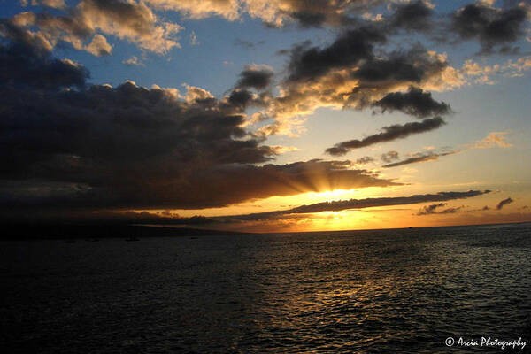 Maui Poster featuring the photograph Maui Sunset by Ken Arcia