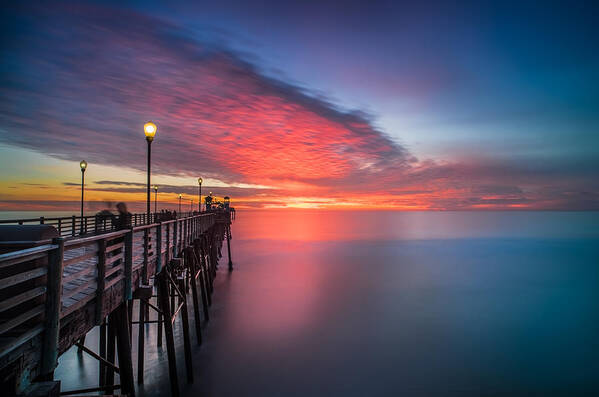 Ocean Poster featuring the photograph Oceanside Pier Sunset 16 by Larry Marshall
