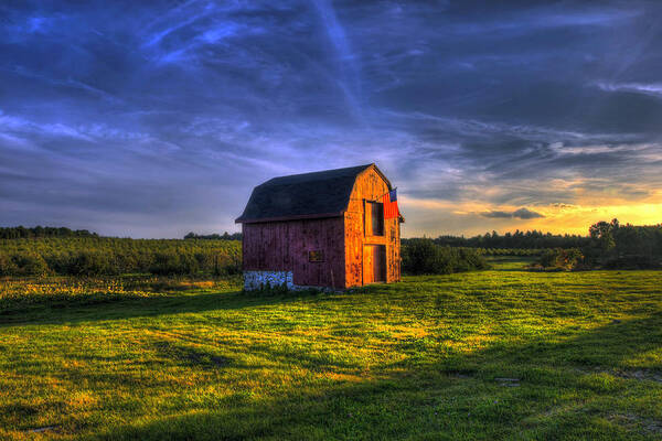 Red Barn Poster featuring the photograph Red Barn Autumn Sunset by Joann Vitali