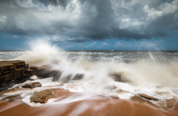 Seascape Poster featuring the photograph St. Augustine FL Beach Seascape Crashing Waves by Dave Allen