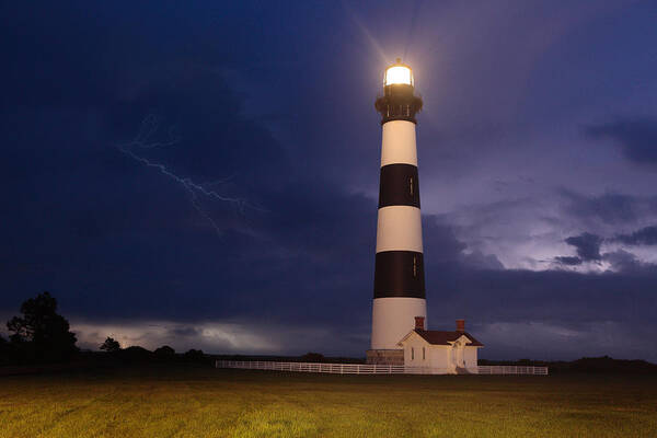 Outer Banks Poster featuring the photograph Stormy Bodie Lighthouse Outer Banks I by Dan Carmichael