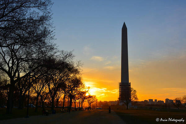 Monument Poster featuring the photograph Washington Monument under Repair by Ken Arcia