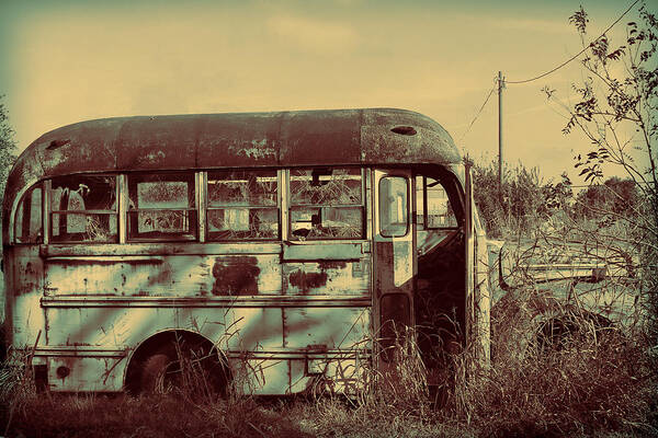 School Bus Poster featuring the photograph Children Gone Away by Tony Grider