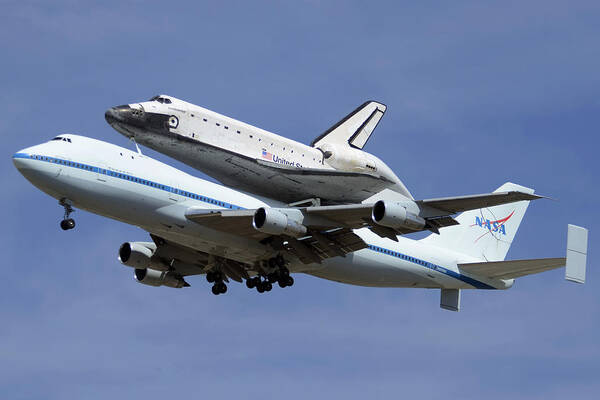 Boeing Poster featuring the photograph Space Shuttle Endeavour Lands at LAX September 21 2012 by Brian Lockett